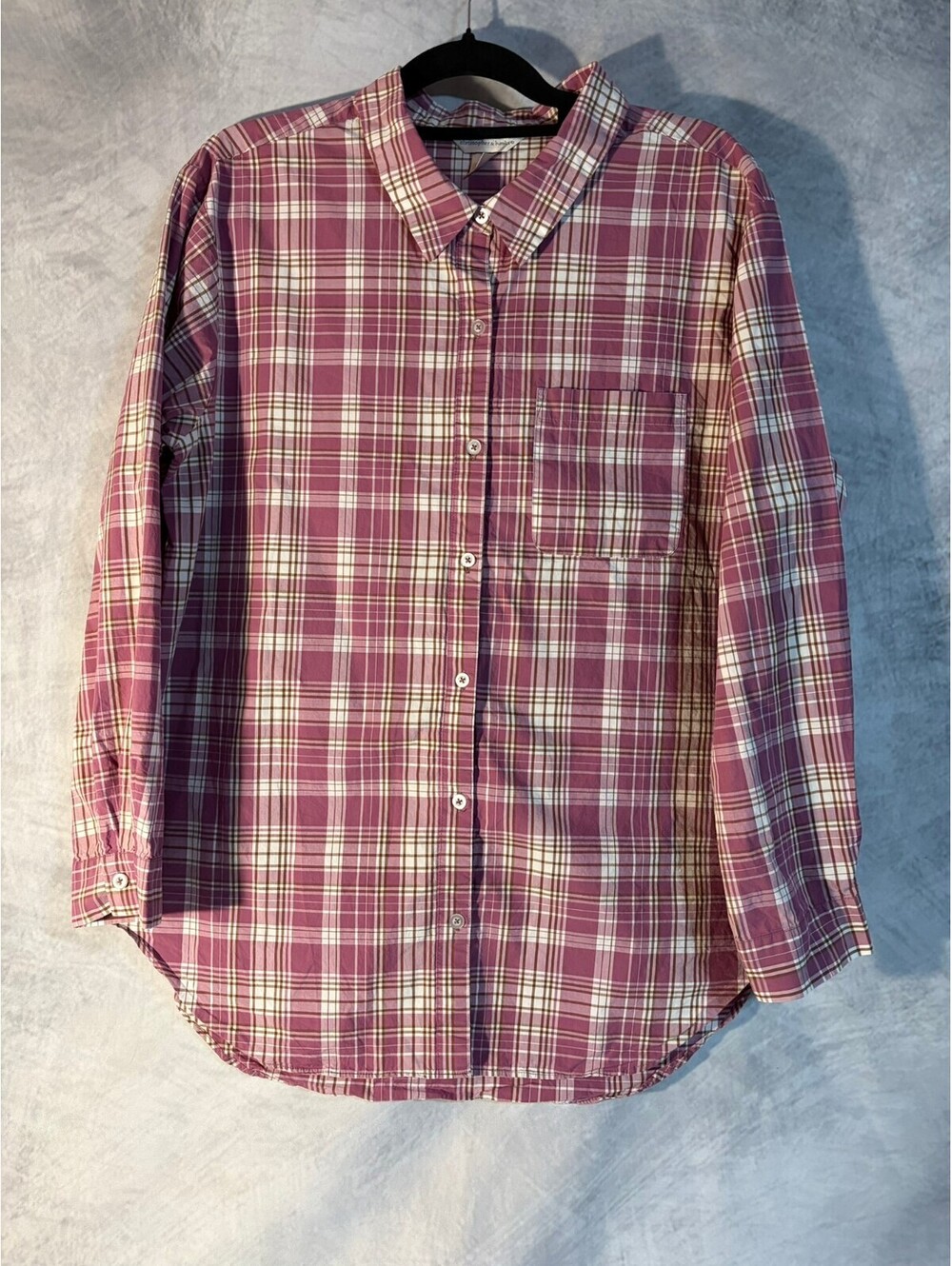 Christopher & Banks Women's XL Purple Plaid Button Front Long Sleeve Shirt